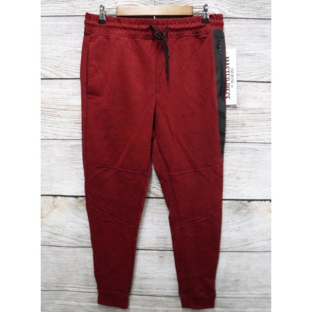 Jogger Five by Five by Master Piece Mens Medium Red Marled Knit Slim Pants New